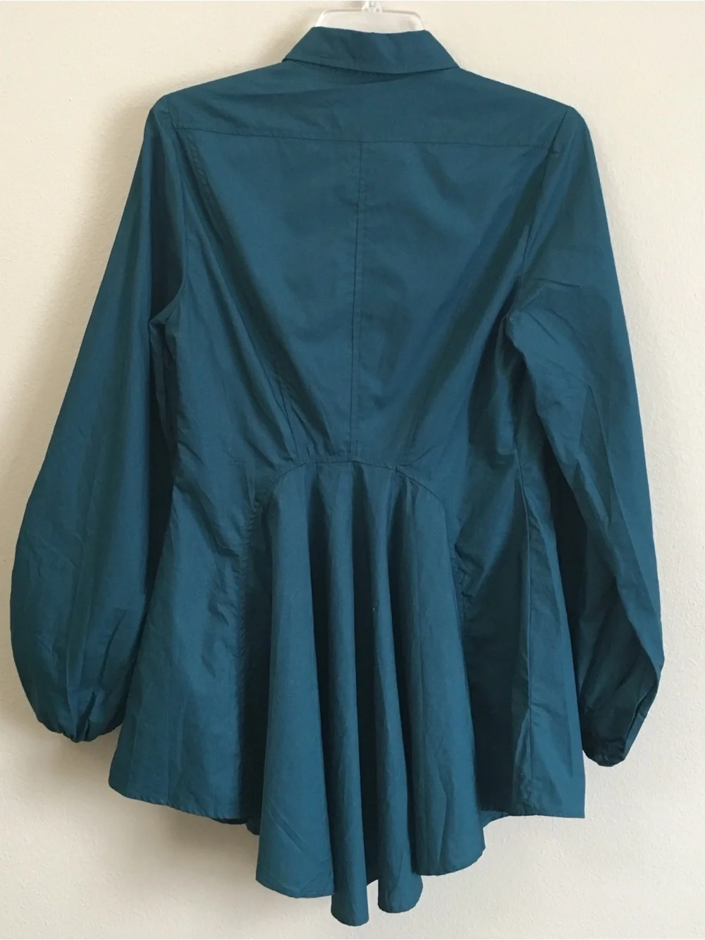 Free People All the Time Button-Front Peplum Shirt Teal NWT XS